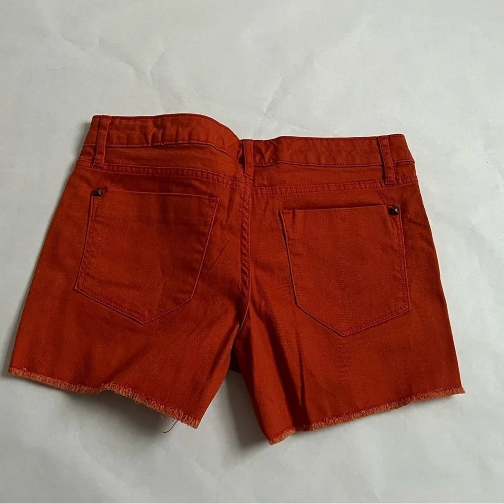 Mossimo Supply Co Studded Cutt Off Hem Orange Denim Jean Womens Shorts Sz 2 NWOT - Picture 2 of 5